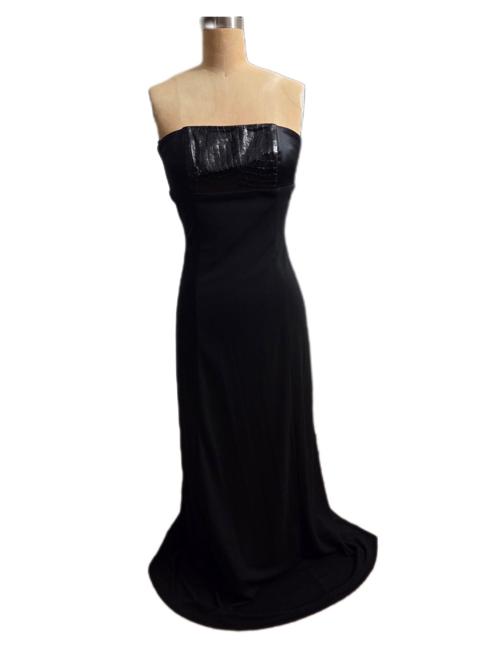 Cache Black Strapless Evening Gown with Textured Bandeau